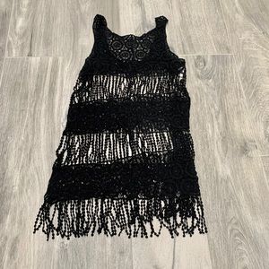 BECCA black crochet tunic cover up - XS/S